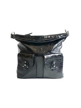Pursuits Ltd Genuine Patent Black Leather Pocketed Shoulder Bag